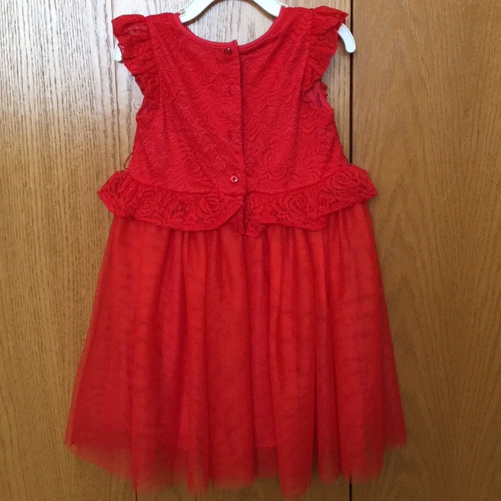 NWOT Red lace and tulle peplum dress - Picture 2 of 3